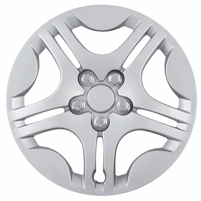 Coast To Coast IWC42815S 15 Inch 5 Double Spoke Silver Color Plastic Set Of 4 Spring Steel Clip - Truck Part Superstore