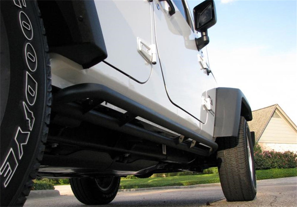 N-Fab J074RKR RKR Rails-Cab Len (2 Steps)-07-18 Wrangler JK 4Dr-TX Blk - Truck Part Superstore