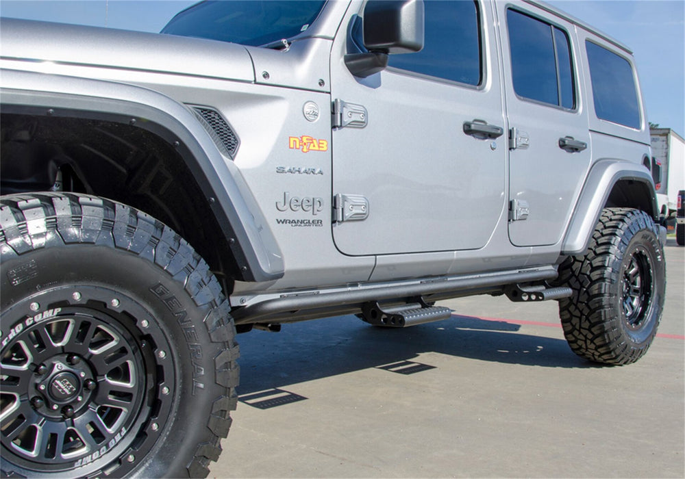 N-Fab J184RKRS4 RKR Step Sys-Full Len (1 Stp Mnts/1 Stp)-18-22 Wrangler JL 4Dr-TX Blk - Truck Part Superstore