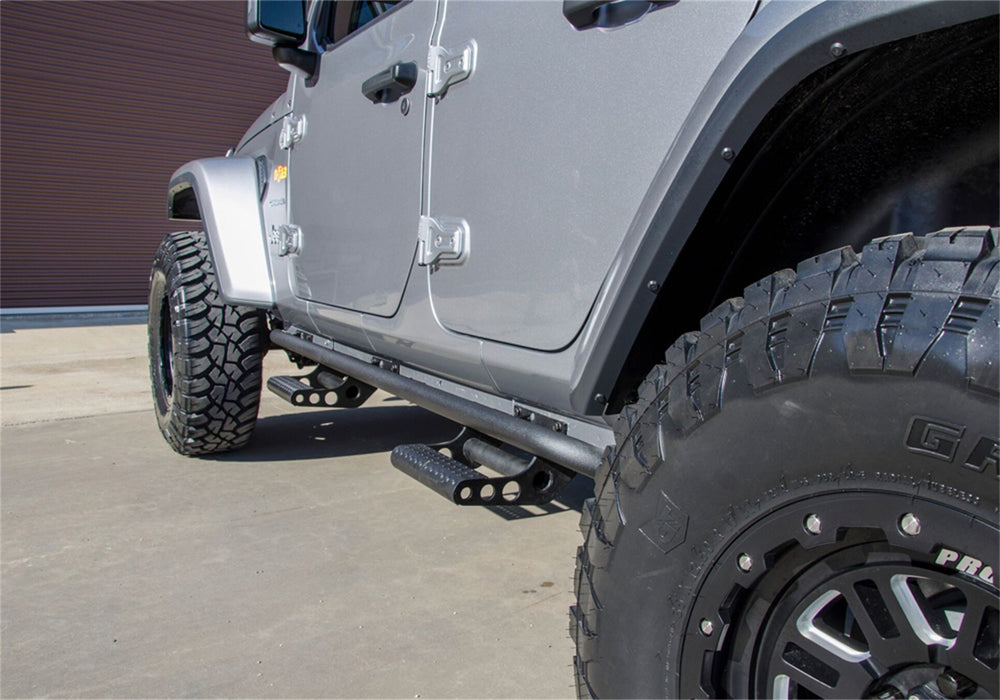 N-Fab J184RKRS4 RKR Step Sys-Full Len (1 Stp Mnts/1 Stp)-18-22 Wrangler JL 4Dr-TX Blk - Truck Part Superstore