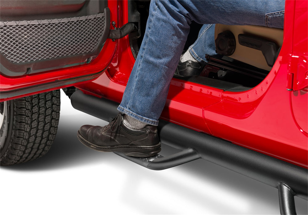 N-Fab J1866 Nerf Step-W2W (2 Stps)-18-22 Wrangler JL 4Dr-TX Blk - Truck Part Superstore