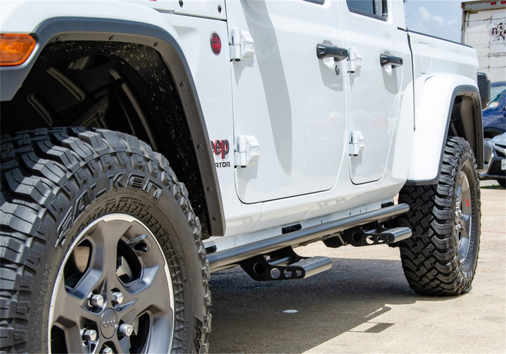 N-Fab J194TRKRS4 RKR Step Sys-Full Len (1 Stp Mnts/1 Stp)-20-22 Gladiator JT 4Dr-TX Blk - Truck Part Superstore