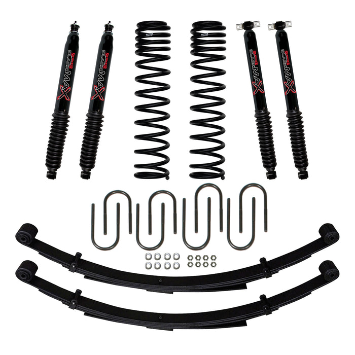Skyjacker JC3158KSBLT 3 Inch Suspension Lift System 84-01 Cherokee XJ W/Front Dual Rate Long Travel Coil Springs Rear U-bolts Rear Leaf Springs Front/Rear Black Max Shocks Skyjacker - Truck Part Superstore