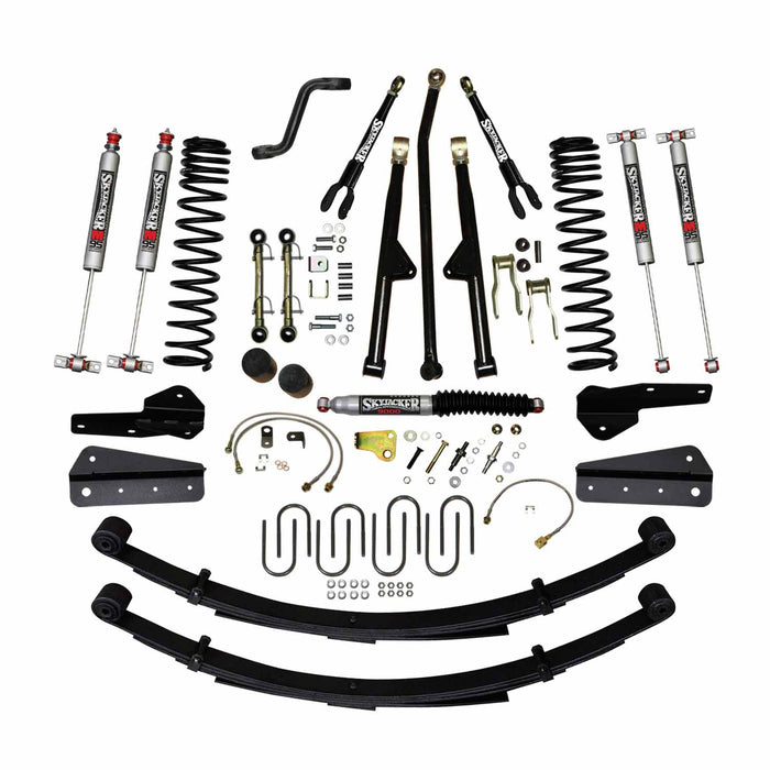 Skyjacker JC4258KSMLT 4.5 In Lift 84-01 Cherokee XJ W/Front DR/LT Coil Springs Pitman Arm Frt Bump Stop Spacers Lower and Upper Adjust Control Arms Front Sway Bar End Links Adjust Track Bar Brakelines Shackles U-bolts Rear Leaf Springs M95 Mono Shock - Truck Part Superstore