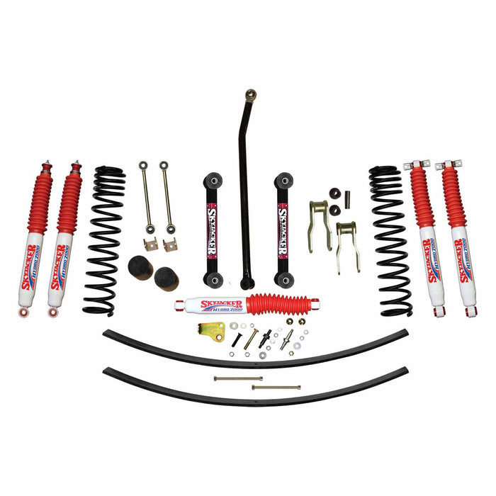 Skyjacker JC451KHLT 4.5 Inch Suspension Lift Kit 84-01 Cherokee XJ W/Front Dual Rate Long Travel Coil Springs Front Bump Stop Spacers Front Lower Control Arms Front Sway Bar End Links Frt Adjust Track Bar Rear Shackles Rear Add A Leafs Front/Rear Hyd - Truck Part Superstore