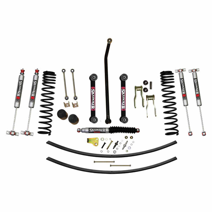 Skyjacker JC451KMLT 4.5 Inch Suspension Lift Kit 84-01 Cherokee XJ W/Front Dual Rate Long Travel Coil Springs Front Bump Stop Spacers Front Lower Control Arms Front Sway Bar End Links Front Adjust Track Bar Rear Shackles Rear Add A Leafs Front/Rear M - Truck Part Superstore