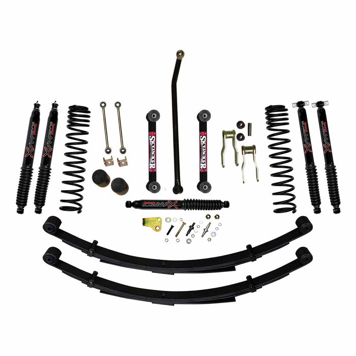 Skyjacker JC4558KSBLT 4.5 Inch Suspension Lift Sys 84-01 Cherokee XJ W/Front Dual Rate Long Travel Coil Springs Front Bump Stop Spacers Front Lower Control Arms Front Sway Bar End Links Frt Adjust Track Bar Rear Shackles Rear Leaf Springs Front/Rear - Truck Part Superstore