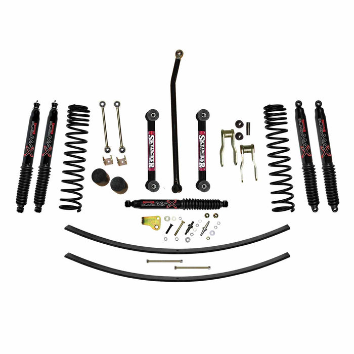 Skyjacker JC455KBLT 4.5 Inch Suspension Lift Kit 86-92 Comanche MJ W/Front Dual Rate Long Travel Coil Springs Front Bump Stop Spacers Front Lower Control Arms Front Sway Bar End Links Front Adjust Track Bar Rear Shackles Rear Add A Leafs Front/Rear B - Truck Part Superstore