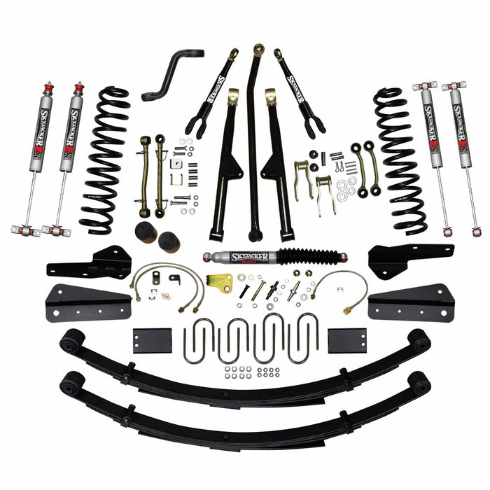 Skyjacker JC6258KSMLT 6 In Lift Sys 84-01 Cherokee XJ W/Front DR/LT Coil Springs Pitman Arm Bump Stop Spacers Lower and Upper Adjust Control Arms Sway Bar End Links Adjust Track Bar Brakelines Shackles U-bolts Rear Leaf Springs M95 Monotube Shocks Sk - Truck Part Superstore
