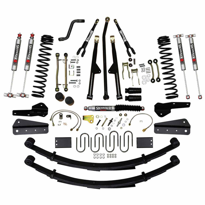 Skyjacker JC8258KSMLT 8 In Lift Sys 84-01 Cherokee XJ W/Front DR/LT Coil Springs Pitman Arm Bump Stop Spacers Lower and Upper Adjust Control Arms Sway Bar End Links Adjust Track Bar Brakelines Shackles U-bolts Rear Leaf Springs M95 Monotube Shocks Sk - Truck Part Superstore