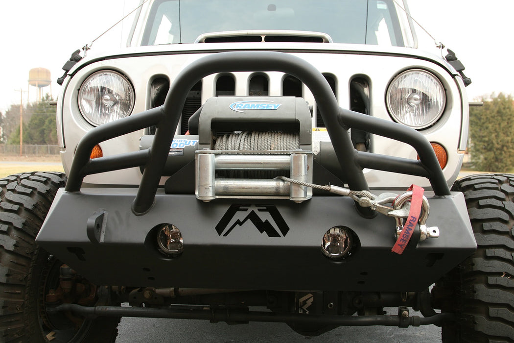 Fab Fours JK07-B1854-1 Hardcore Stubby Winch Front Bumper - Truck Part Superstore