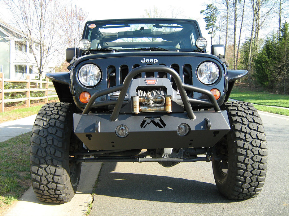 Fab Fours JK07-B1854-B Hardcore Stubby Winch Front Bumper - Truck Part Superstore