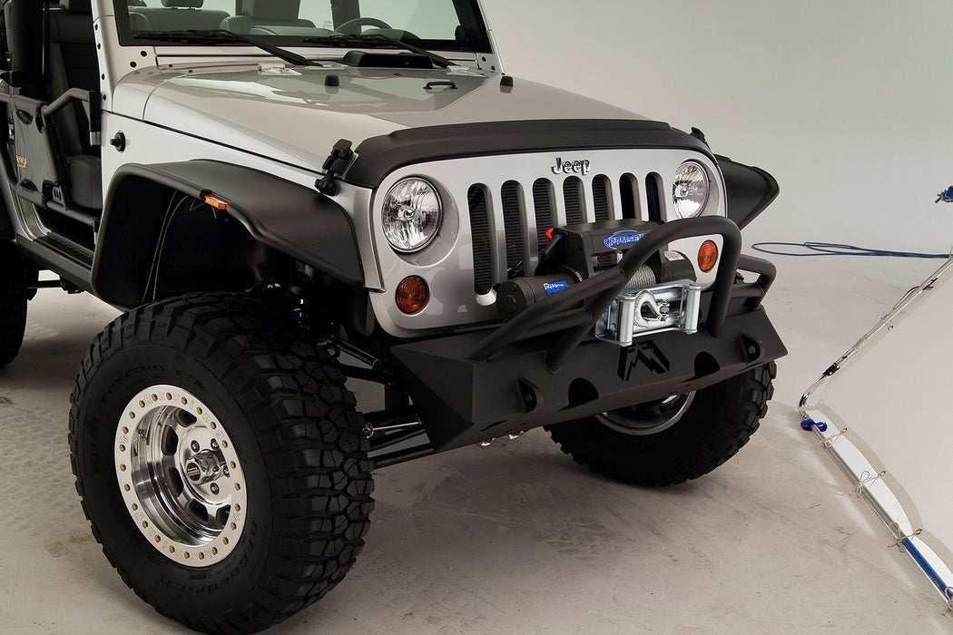 Fab Fours JK07-B1854-B Hardcore Stubby Winch Front Bumper - Truck Part Superstore