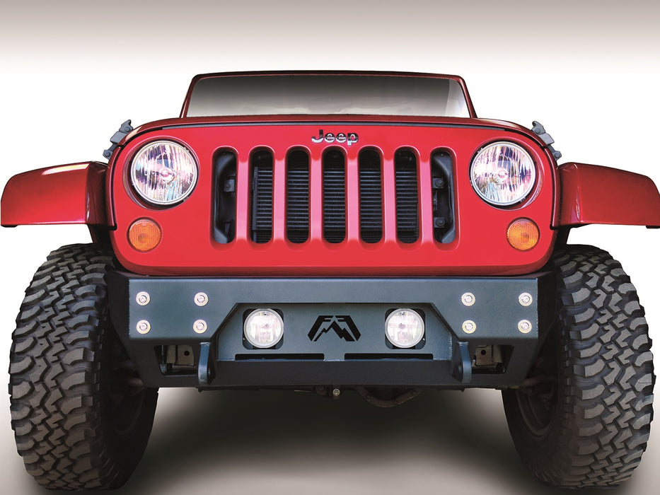 Fab Fours JK07-B1855-1 FMJ Stubby Winch Front Bumper; 2 Stage Black Powder Coated; - Truck Part Superstore