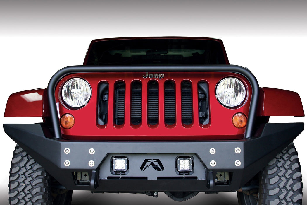 Fab Fours JK07-B1858-1 FMJ Full Width Winch Front Bumper; 2 Stage Black Powder Coated; w/Grill Guard; - Truck Part Superstore