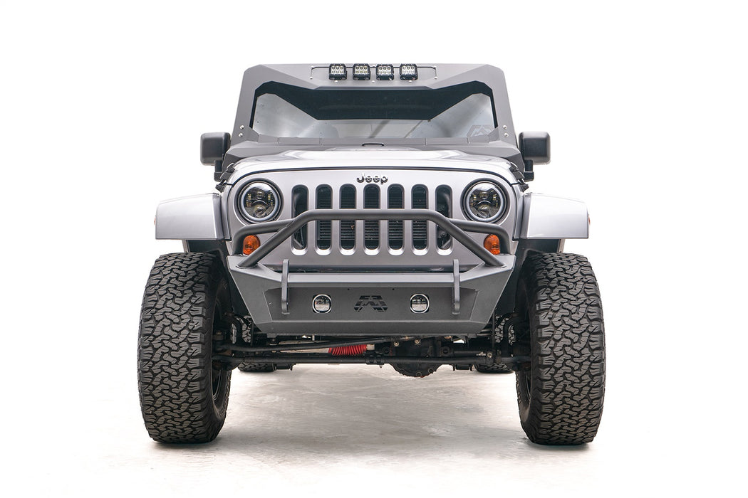 Fab Fours JK07-B1952-1 Stubby Bumper; w/Pre-Runner Guard; 2 Stage Matte Black Powder Coated; - Truck Part Superstore