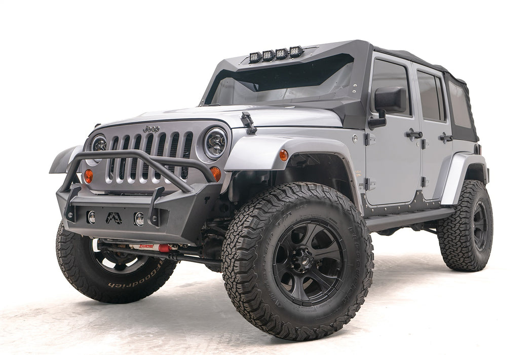 Fab Fours JK07-B1952-B Stubby Bumper; w/Pre-Runner Guard; Bare Steel; - Truck Part Superstore