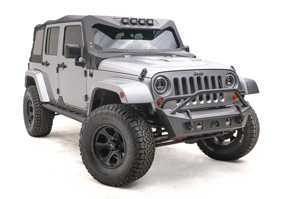 Fab Fours JK07-B1952-1 Stubby Bumper; w/Pre-Runner Guard; 2 Stage Matte Black Powder Coated; - Truck Part Superstore