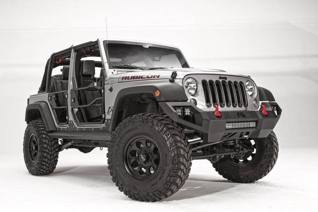 Fab Fours JK07-D1851-1 Vengeance Front Bumper; 2 Stage Black Powder Coated; No Guard; - Truck Part Superstore