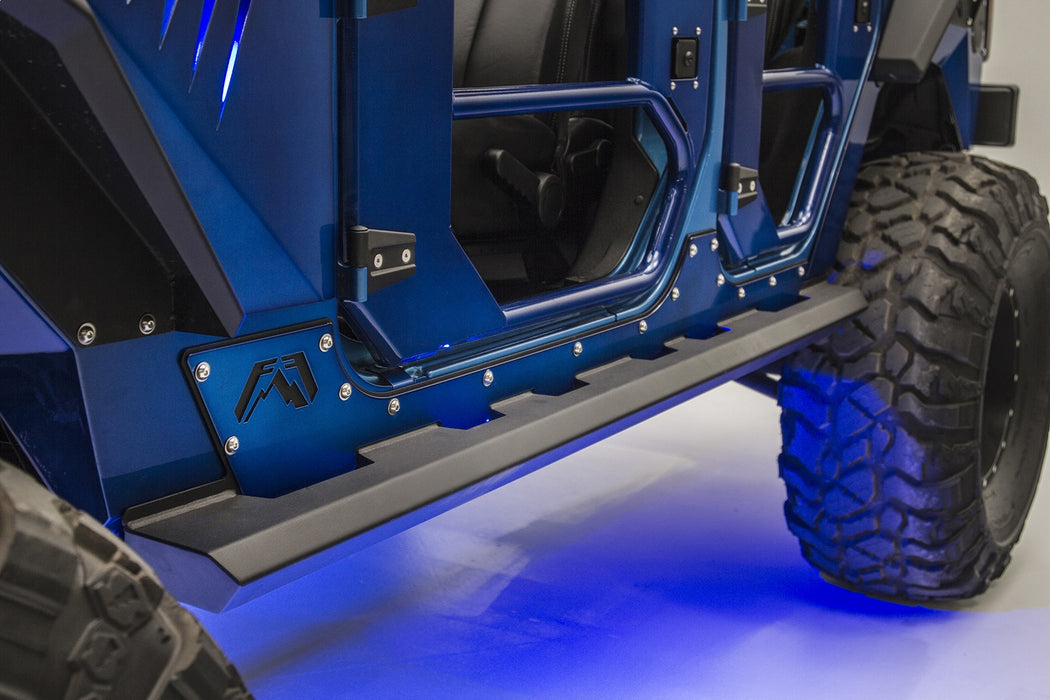 Fab Fours JK07-G1450-1 Light Rock Slider; 2 Stage Black Powder Coated; - Truck Part Superstore