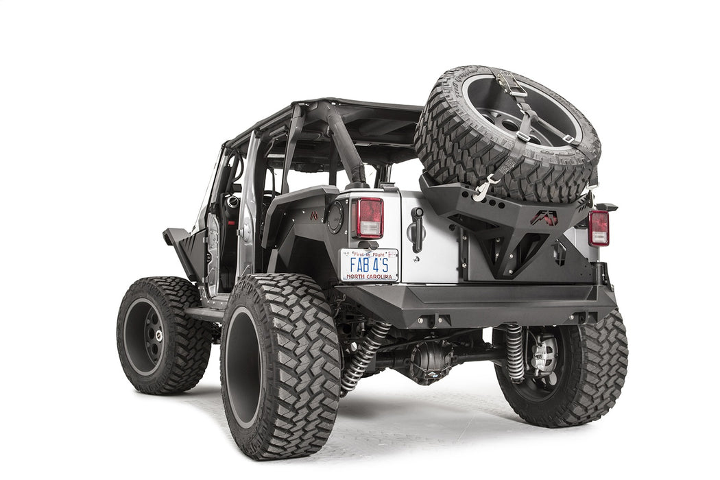 Fab Fours JK2070-1 Spare Tire Carrier; 2 Stage Black Powder Coated; Slant Back Tire Carrier; - Truck Part Superstore