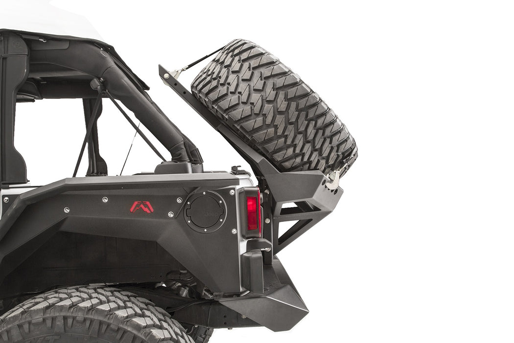 Fab Fours JK2070-B Spare Tire Carrier; Uncoated/Paintable; Slant Back Tire Carrier; [AWSL]; - Truck Part Superstore