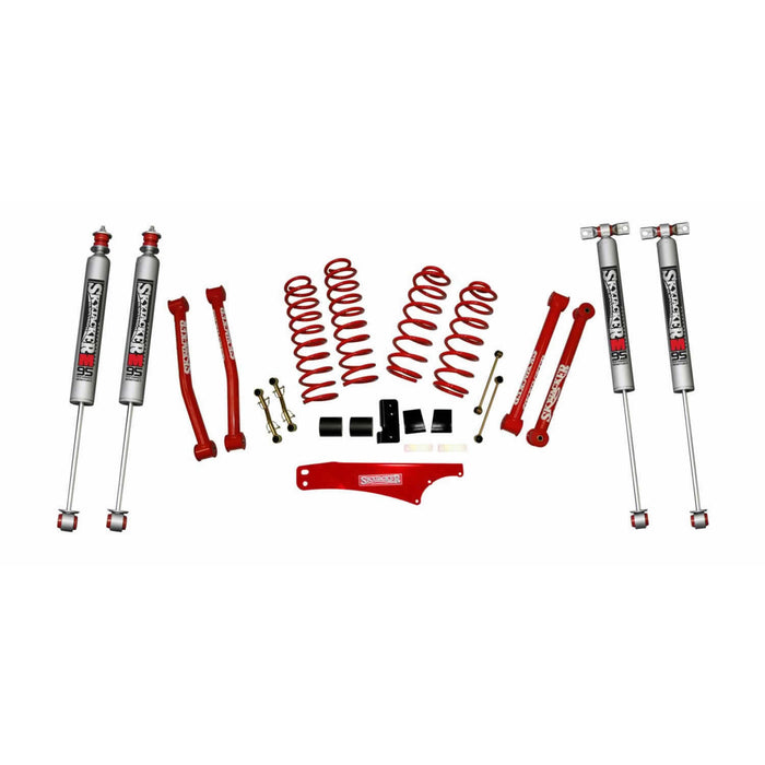 Skyjacker JK2501KCR-M Suspension Lift Kit 07-18 Wrangler JK w/Shock M95 Performance Shocks 2.5-3.5 Inch Lift Incl. Rear Track Bar Brace Front And Rear Springs Classic Red Powder Coated Skyjacker - Truck Part Superstore