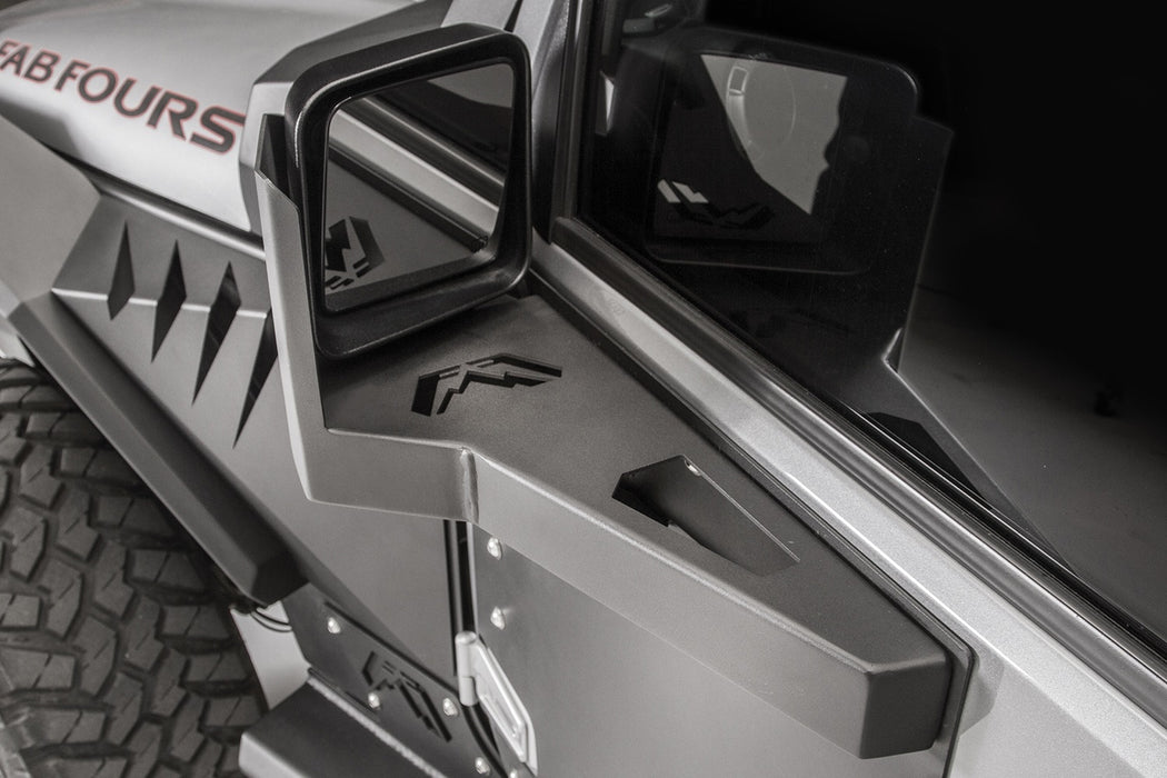 Fab Fours JK3001-1 Door Skin Mirror Guard; Front; Matte Black Powder Coat; - Truck Part Superstore