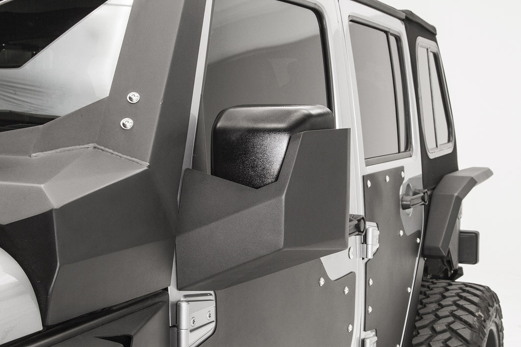 Fab Fours JK3001-B Door Skin Mirror Guard; Front; Bare; - Truck Part Superstore