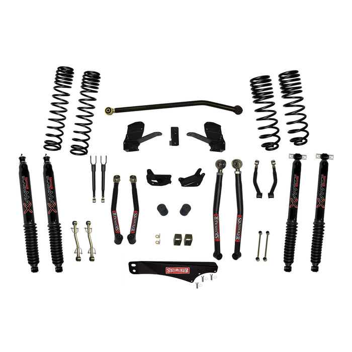 Skyjacker JK50LKLT-SX-B 5 Inch Dual Rate Long Travel Long Arm Suspension Lift Kit/Black MAX Shocks - Truck Part Superstore