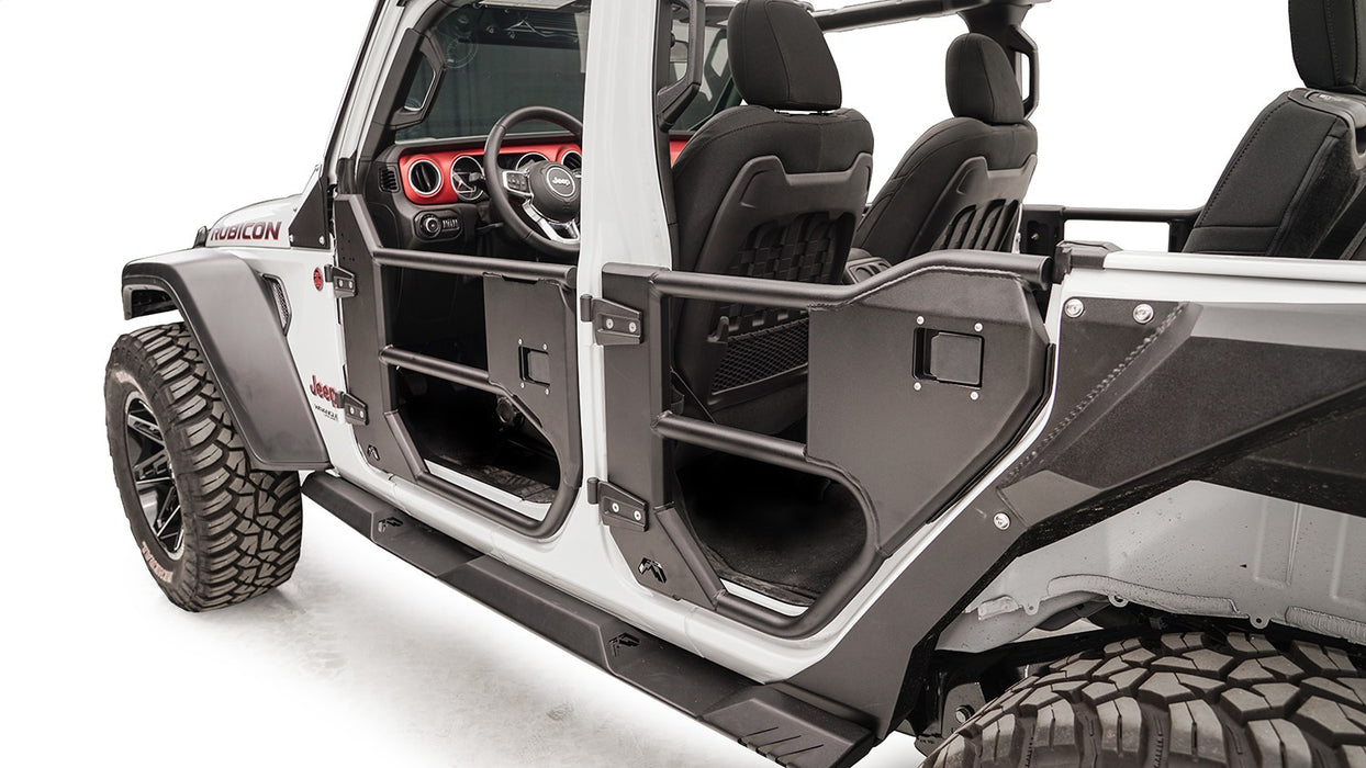 Fab Fours JL1032-1 Half Tube Doors; Front Door; 2 Stage Matte Black Powder Coat; - Truck Part Superstore