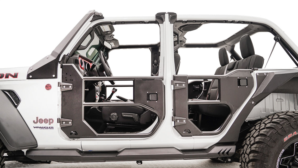 Fab Fours JL1033-1 Half Tube Doors; Rear Door; 2 Stage Matte Black Powder Coat; - Truck Part Superstore