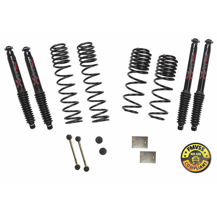 Skyjacker JL15BPBLT Suspension Lift Kit w/Shock 1-1.5 Inch Lift 18-19 Jeep Wrangler W/Front And Rear Dual Rate/Long Travel Series Coil Springs Extended Sway Bar End Links Grade 8 Mounting Hdwr Black MAX Shocks Skyjacker - Truck Part Superstore