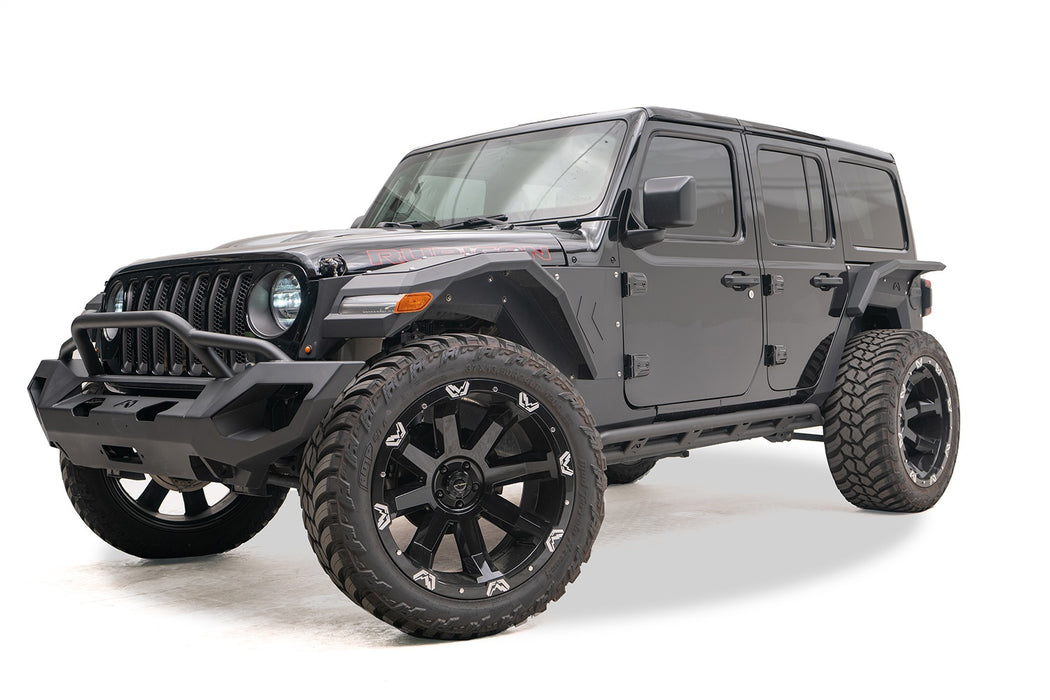 Fab Fours JL18-G1750-1 Rock Slider; 2 Stage Black Powder Coated; w/Tube; - Truck Part Superstore