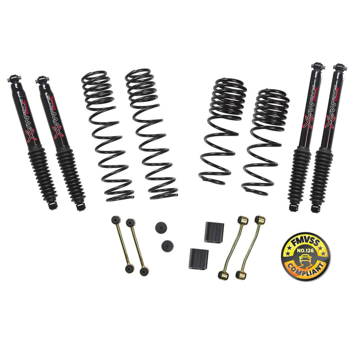Skyjacker JL20BPBLT Long Travel Series Suspension Lift Kit w/Shocks 2-2.5 Inch Lift 18-19 Jeep Wrangler Sport 18-19 Jeep Wrangler Sport S Incl. Long Travel Coil Springs Extended Sway Bar Links Bump Stop Extensions Long Travel Black Max Shocks Skyjack - Truck Part Superstore