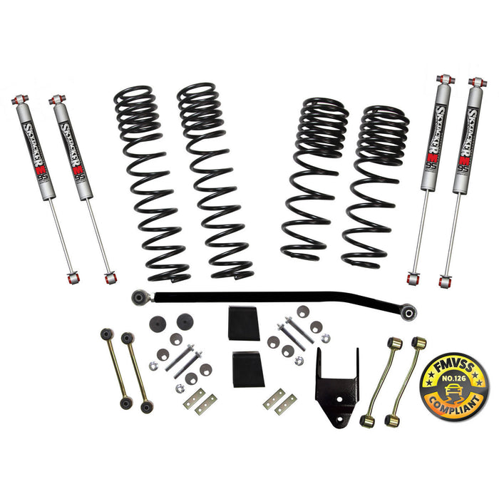 Skyjacker JL35RBPMLT Long Travel Series Suspension Lift Kit w/Shocks 3.5 Inch Lift 18-19 Jeep Wrangler Rubicon Incl. Long Travel Coil Springs Extended Sway Bar Links Bump Stop Extensions Long Travel M95 Monotube Shocks Skyjacker - Truck Part Superstore