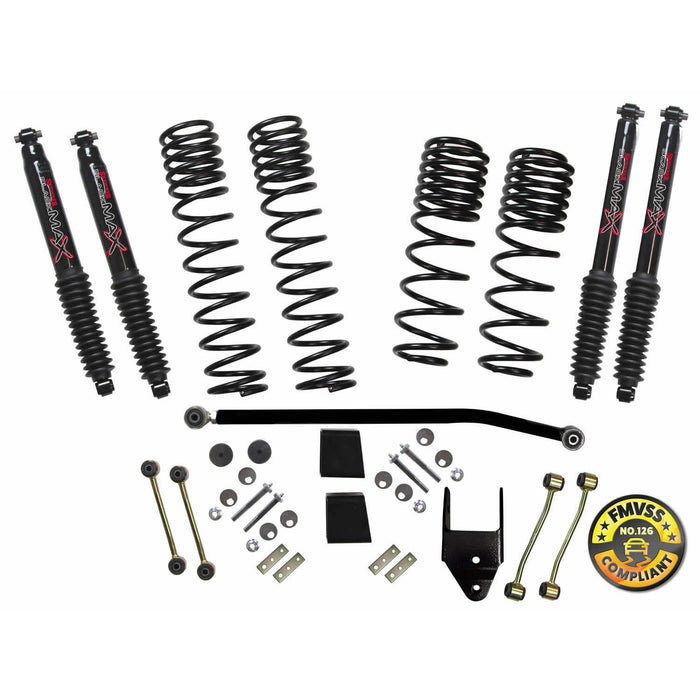 Skyjacker JL40BPBLT Suspension Lift Kit w/Shock 3.5-4 Inch Lift 18-19 Jeep Wrangler W/Frt./Rear Dual Rate/Long Travel Series Coil Springs Extended Sway Bar End Links Grade 8 Mounting Hdwr Black MAX Shocks Skyjacker - Truck Part Superstore