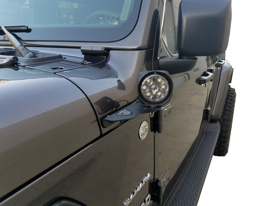 Carr 210291 JL 180 Degree Light Mount Brackets; XP3 Black; (Driver/Pass Side Mtg Brkts) - Truck Part Superstore