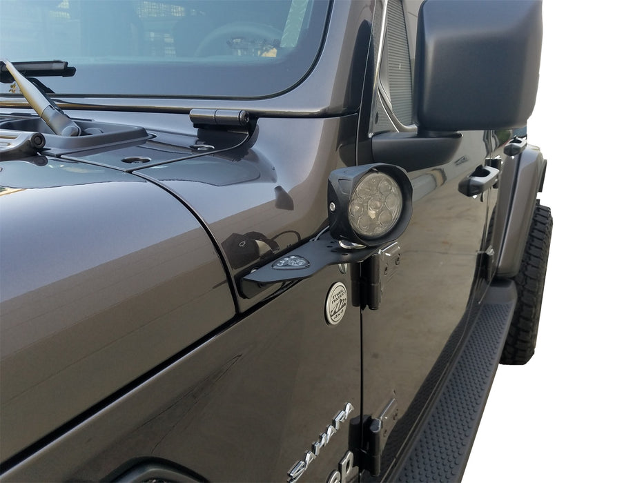 Carr 210291 JL 180 Degree Light Mount Brackets; XP3 Black; (Driver/Pass Side Mtg Brkts) - Truck Part Superstore