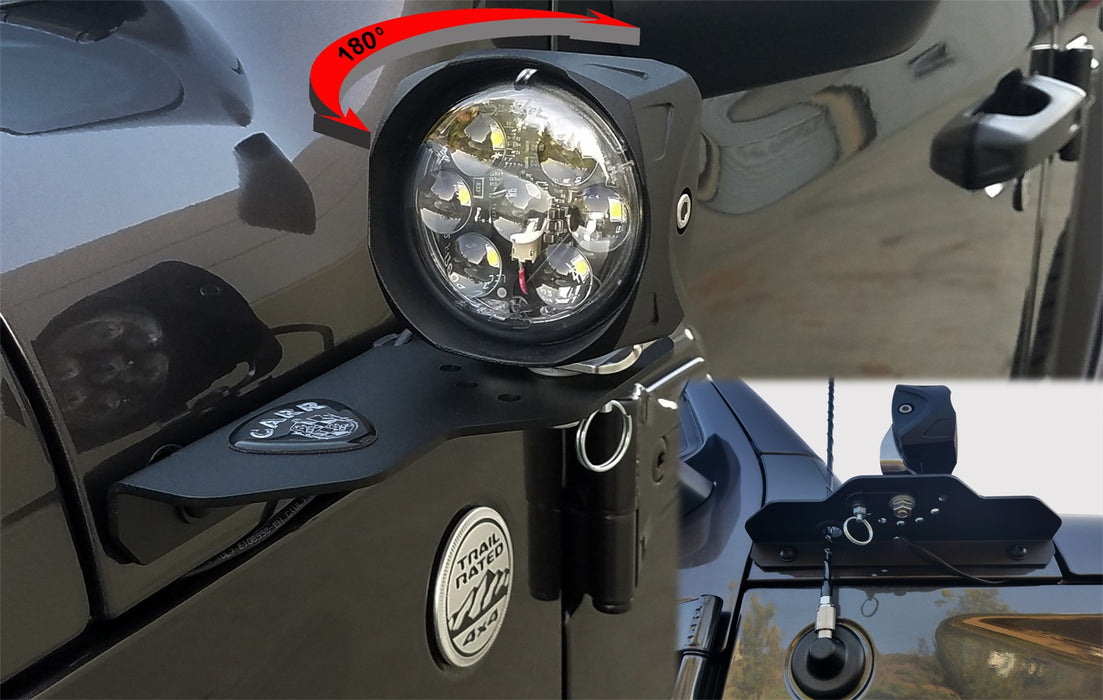 Carr 210291 JL 180 Degree Light Mount Brackets; XP3 Black; (Driver/Pass Side Mtg Brkts) - Truck Part Superstore