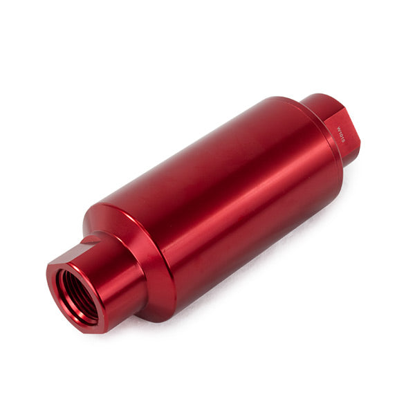 Top Street Performance JM1021R 10 Micron Paper Fuel Filter with Red Aluminum Housing - Truck Part Superstore