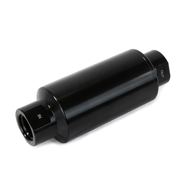 Top Street Performance JM1022BK 40 Micron Stainless Steel Fuel Filter with Black Aluminum Housing - Truck Part Superstore