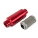 Top Street Performance JM1023R 100 Micron Stainless Steel Fuel Filter with Red Aluminum Housing - Truck Part Superstore