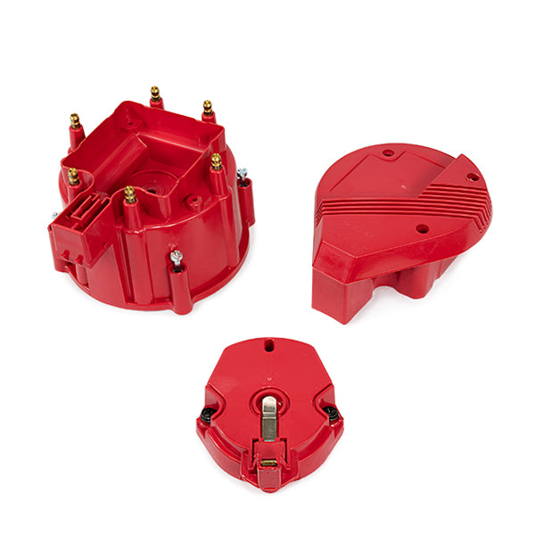 Top Street Performance JM6952R HEI Distributor Super Cap and Rotor Kit; 6 Cylinder Male; Red - Truck Part Superstore