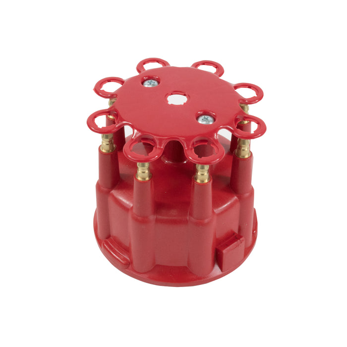 Top Street Performance JM6971R Red 8 Cylinder Pro Billet/Ready to Run Distributor Male Cap and Rotor Kit - Truck Part Superstore