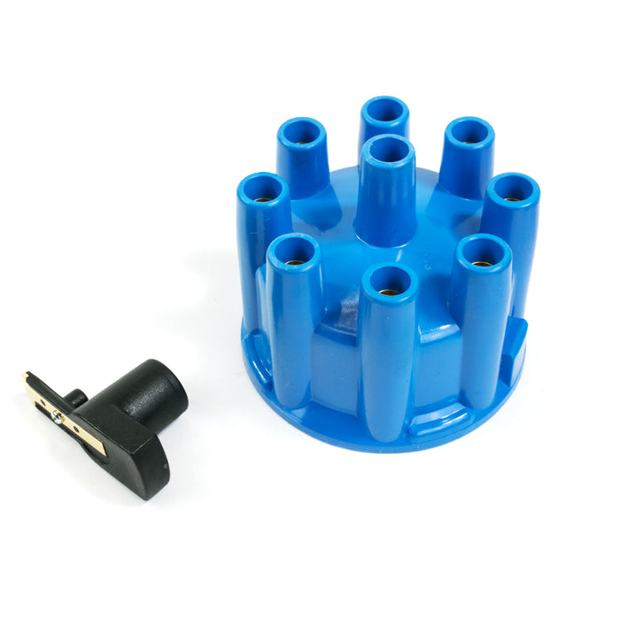 Top Street Performance JM6972BL Blue 8 Cylinder Pro Billet/Ready to Run Distributor Female Cap and Rotor Kit - Truck Part Superstore