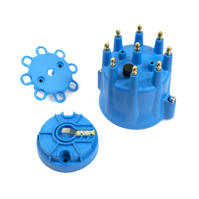 Top Street Performance JM6973BL Pro Series Distributor Cap and Rotor Kit; 8 Cylinder Male; Blue - Truck Part Superstore
