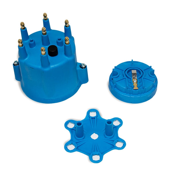 Top Street Performance JM6975BL Pro Series Distributor Cap and Rotor Kit; 6 Cylinder Male; Blue - Truck Part Superstore