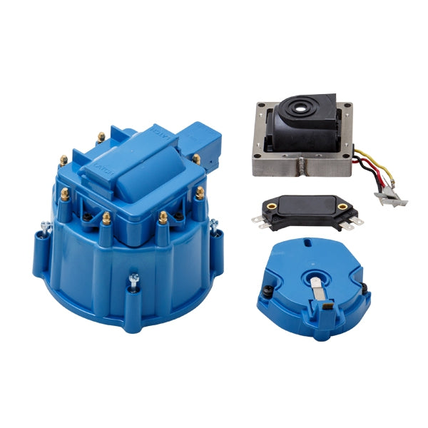 Top Street Performance JM6992BL HEI Distributor Standard Cap Tune Up Kit; 8 Cylinder Male; Blue - Truck Part Superstore