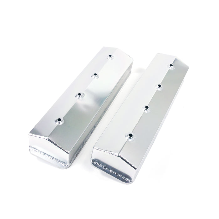Top Street Performance JM8072-2CA Valve Covers; Fab. Alum.; Long Bolt wthout Holes SBC Cen.; Clear Anodized - Truck Part Superstore